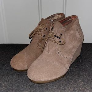 TOMS suede wedge booties